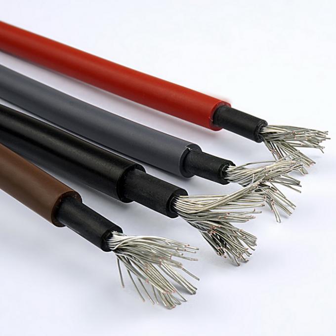 12AWG (4mm²) solar panel cables showing copper conductor and black insulation